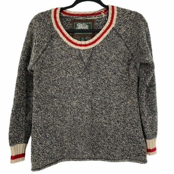 Roots Sweaters - Roots Sweater Size Small Wool Blend Gray Red Classic Sock Monkey